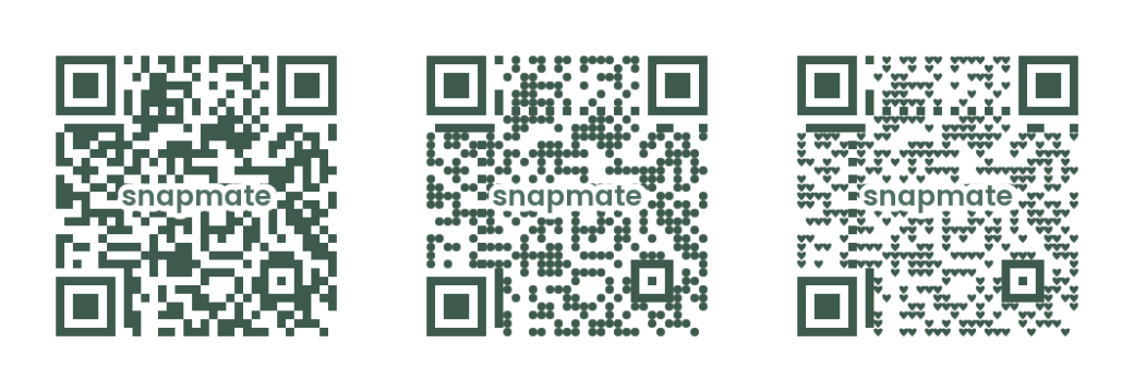 Drei QR-Code-Stile zur Auswahl im Aufsteller-Designer